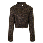 Chaqueta corta con estampado de leopardo coral