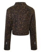 Chaqueta corta con estampado de leopardo coral