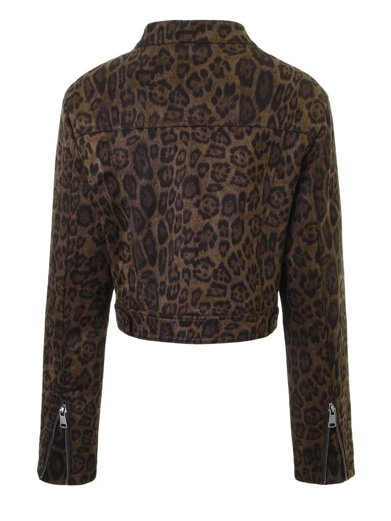 Chaqueta corta con estampado de leopardo coral