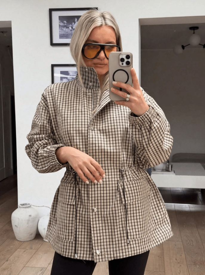 Chaqueta entallada a la cintura Daniela de cuadros vintage