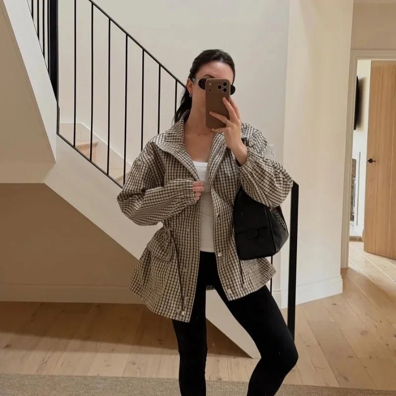 Chaqueta entallada a la cintura Daniela de cuadros vintage