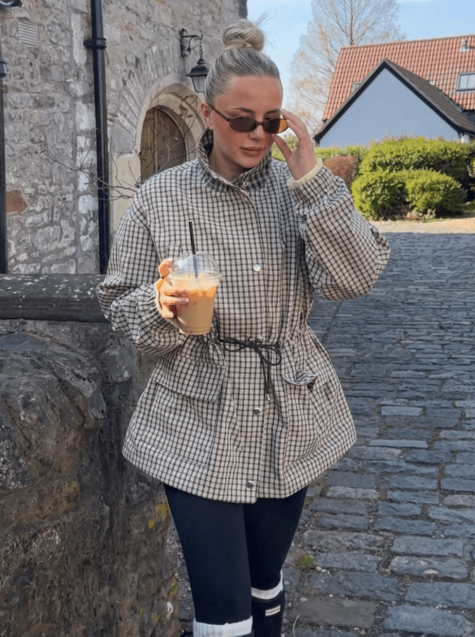 Chaqueta entallada a la cintura Daniela de cuadros vintage