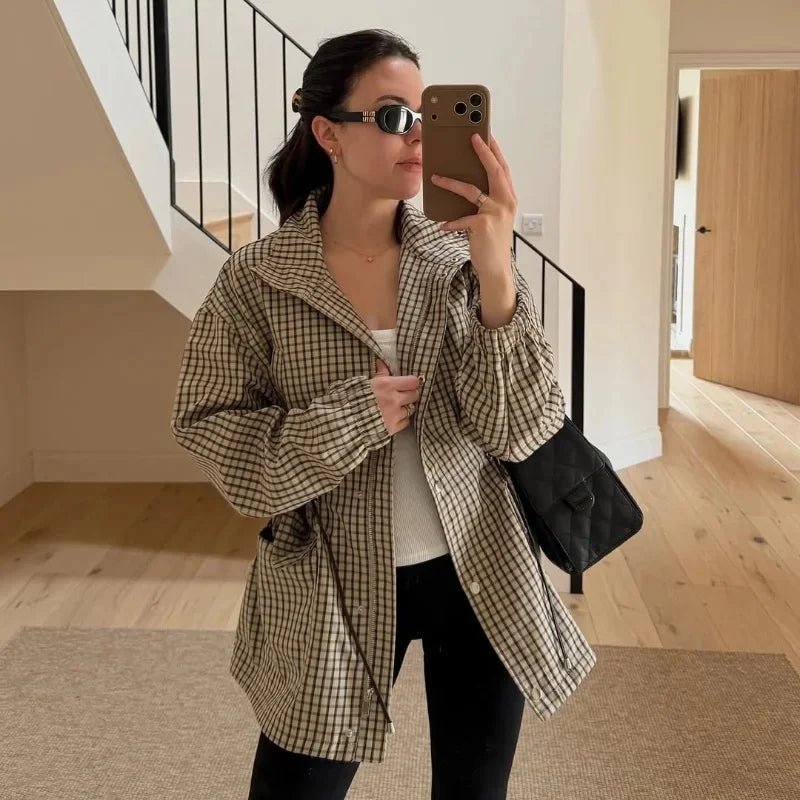 Chaqueta entallada a la cintura Daniela de cuadros vintage
