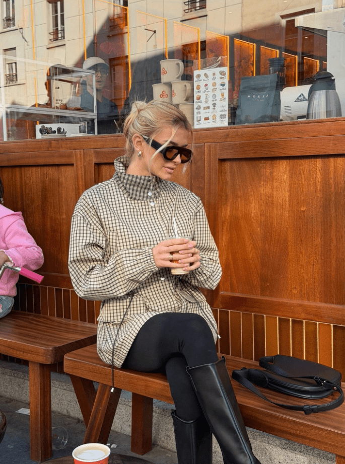 Chaqueta entallada a la cintura Daniela de cuadros vintage