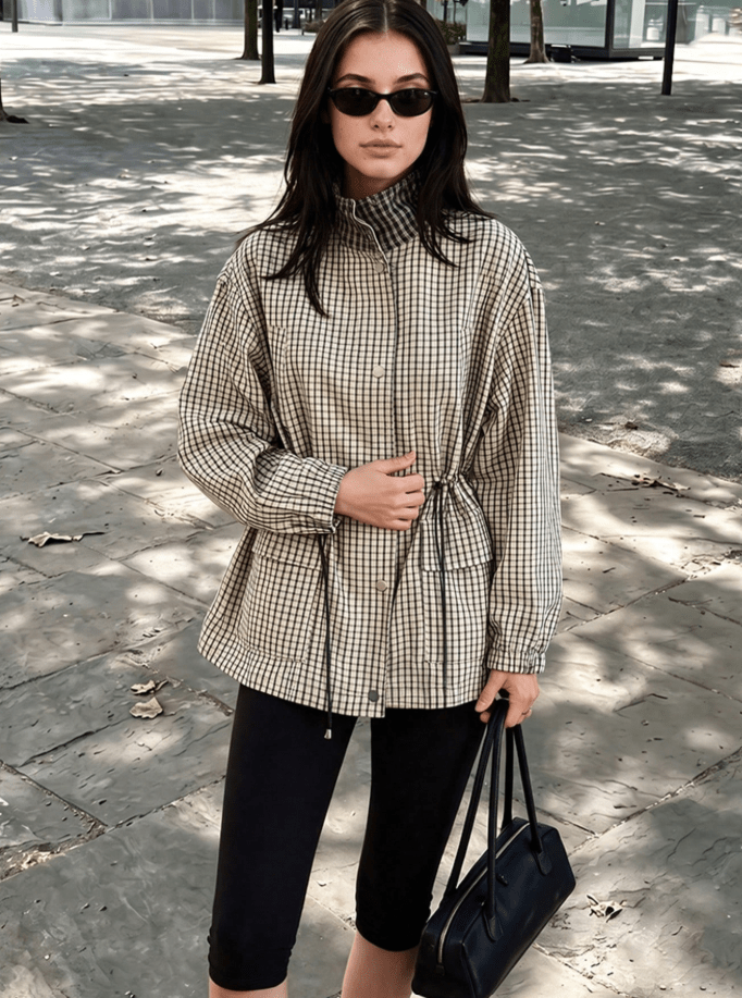 Ellen Chaqueta de Cuello Alto a Cuadros