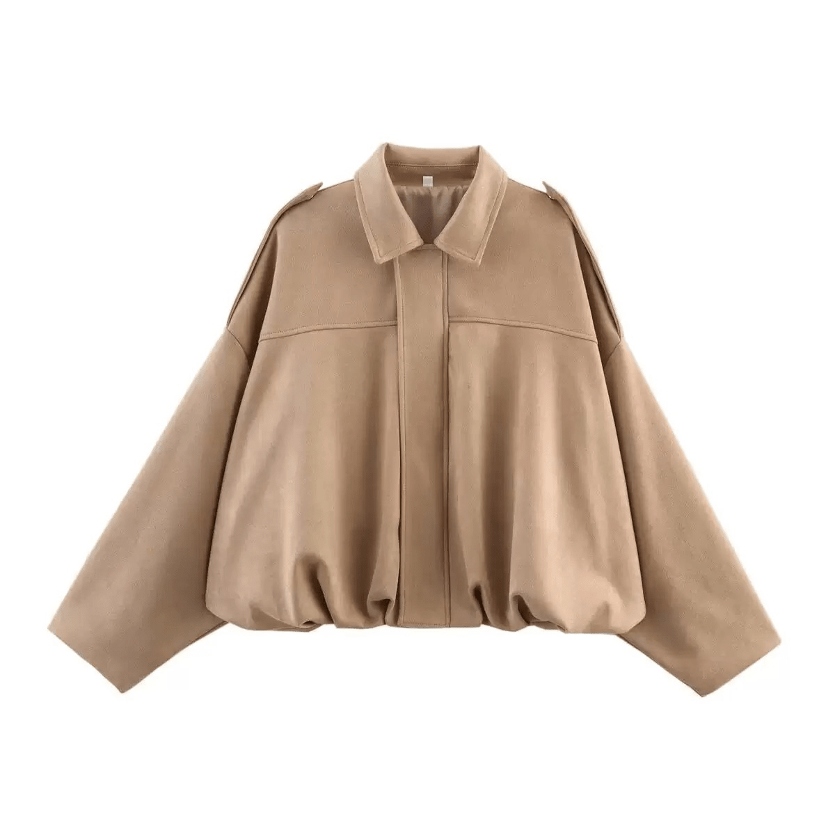 Chaqueta oversize de ante sintético con cremallera Ellie