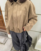 Chaqueta oversize de ante sintético con cremallera Ellie
