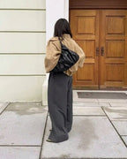 Chaqueta oversize de ante sintético con cremallera Ellie