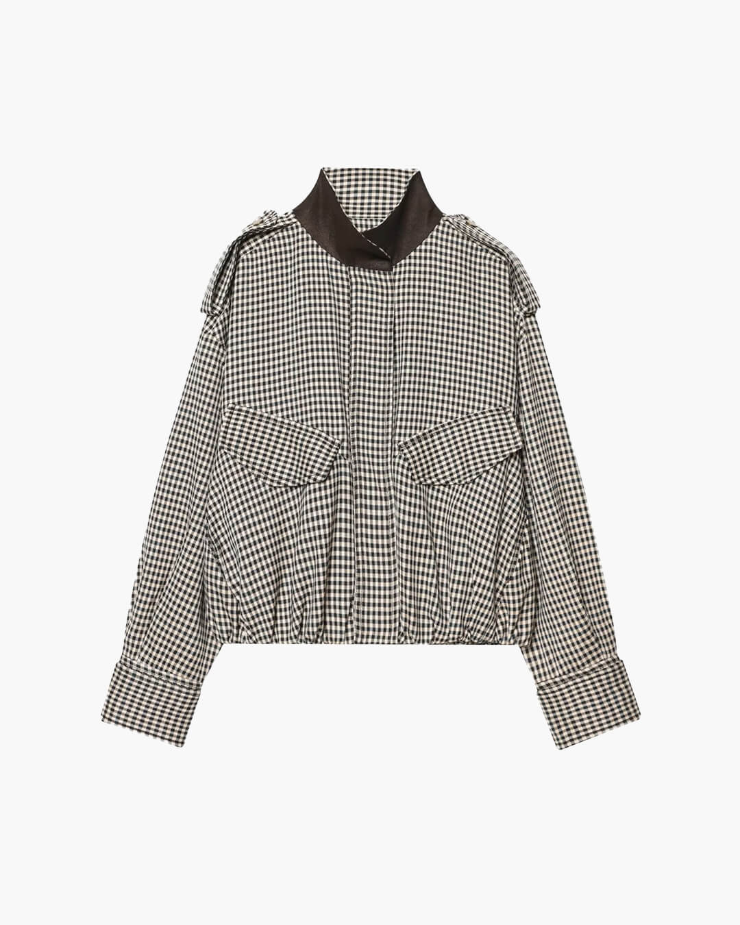 Bomber Emma con cuello alto y cuadros