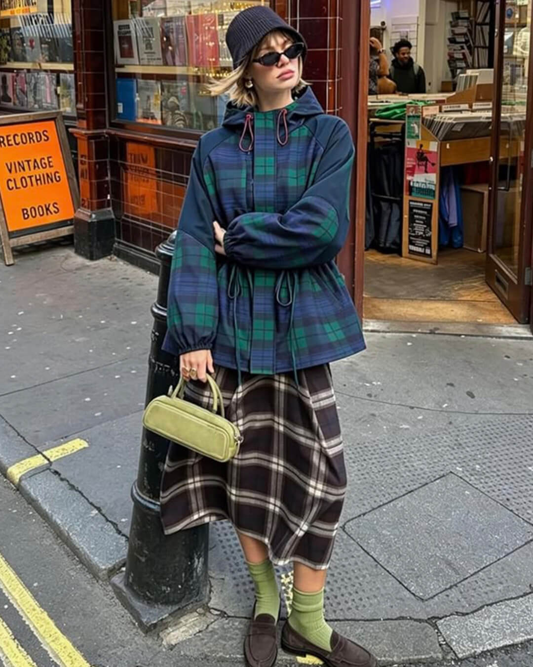 Emma Chaqueta oversize a cuadros con cordones