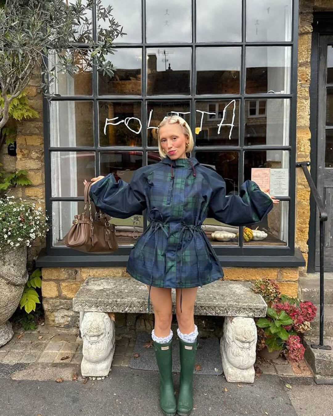 Emma Chaqueta oversize a cuadros con cordones