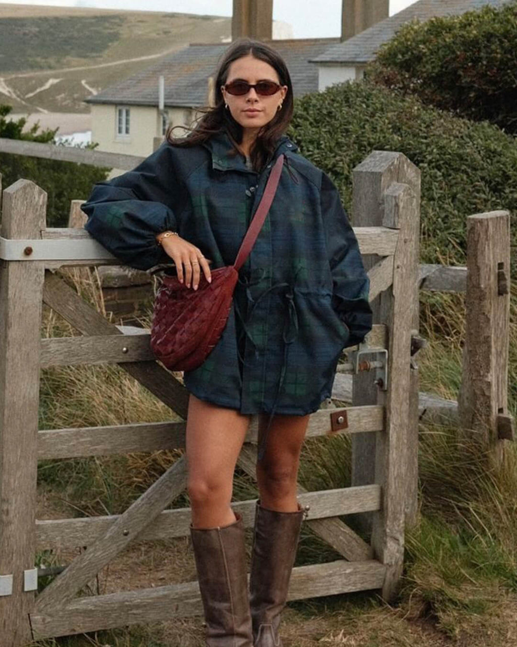 Emma Chaqueta oversize a cuadros con cordones