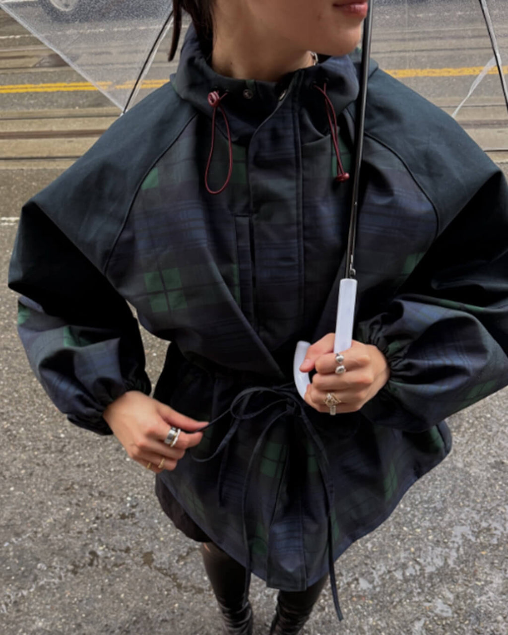 Emma Chaqueta oversize a cuadros con cordones