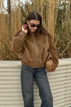 Genoveva ante sintético cremallera chaqueta relaxed