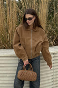 Genoveva ante sintético cremallera chaqueta relaxed