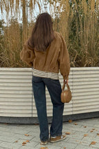 Genoveva ante sintético cremallera chaqueta relaxed