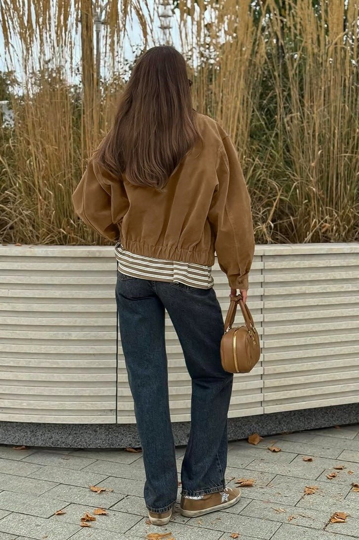 Genoveva ante sintético cremallera chaqueta relaxed