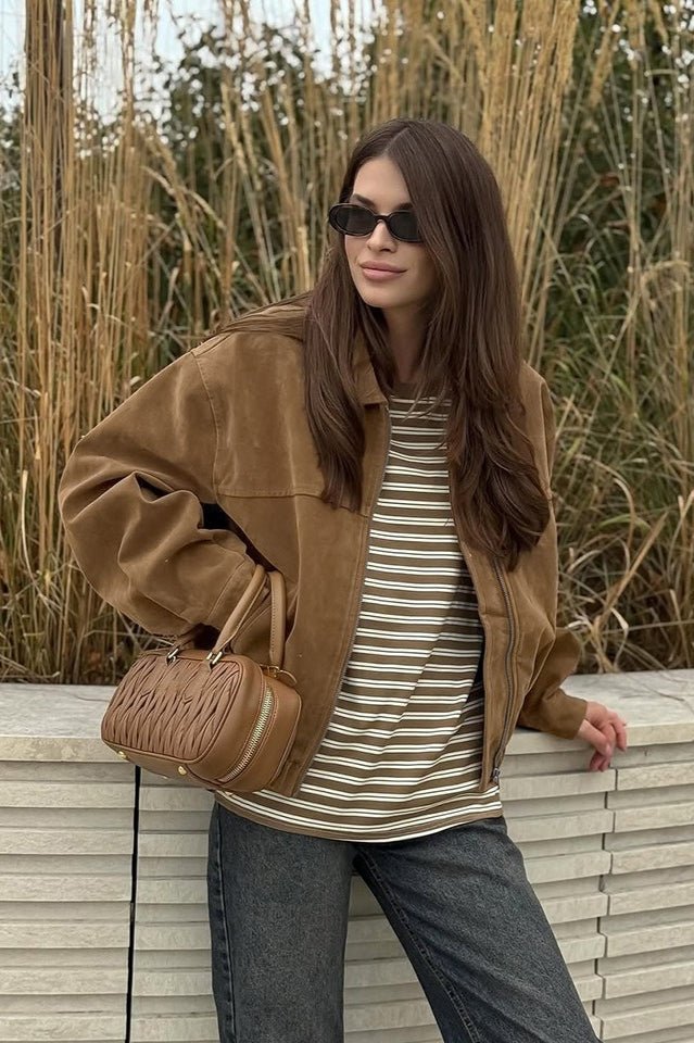 Genoveva ante sintético cremallera chaqueta relaxed