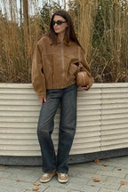 Genoveva ante sintético cremallera chaqueta relaxed