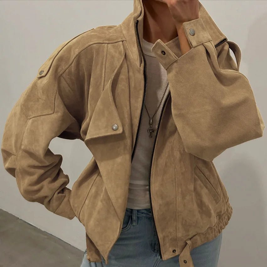 Cazadora bomber oversize Laura en antelina sintética
