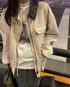 Lena Chaqueta utilitaria con cuello en contraste