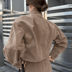 Chaqueta Linda de Ante Sintético con Cremallera