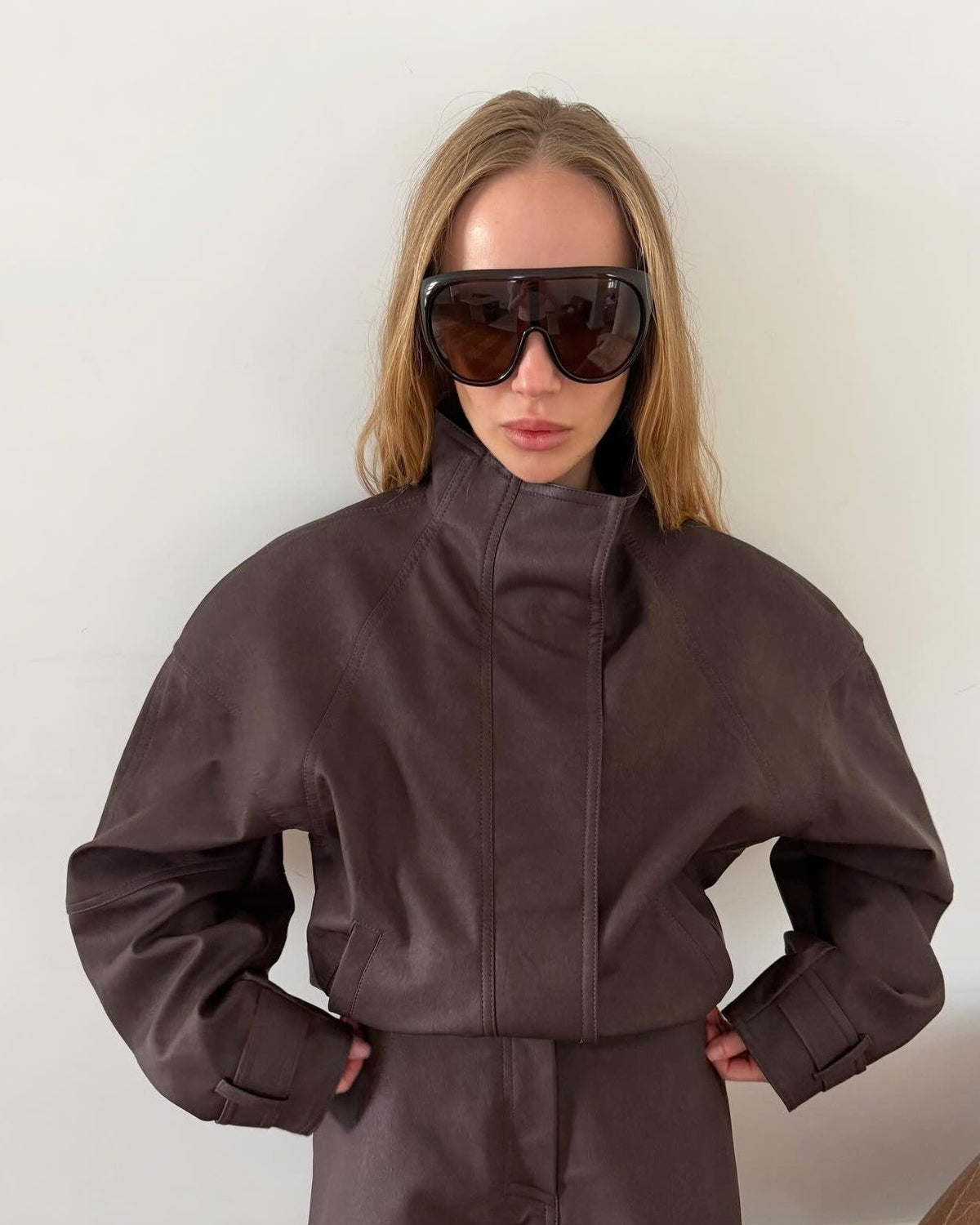 Chaqueta Linda de Ante Sintético con Cremallera