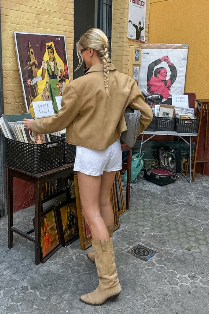 Jane cazadora corta de ante sintético