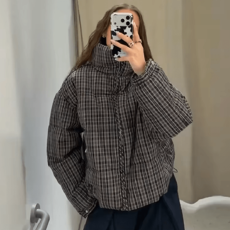 Chaqueta acolchada a cuadros Monica