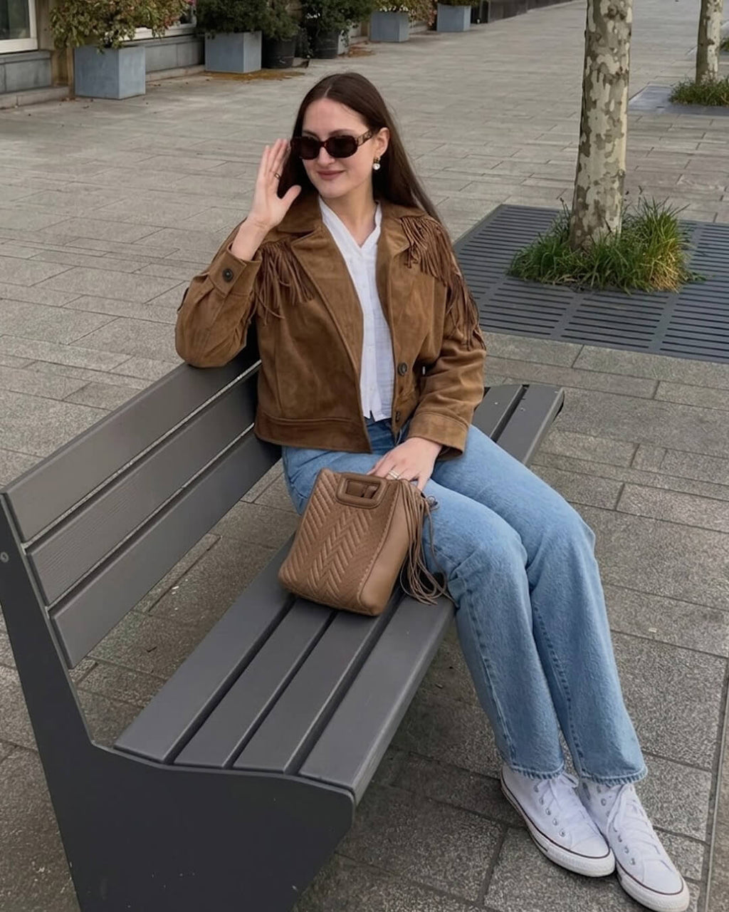Chaqueta western Nicole de ante sintético con flecos