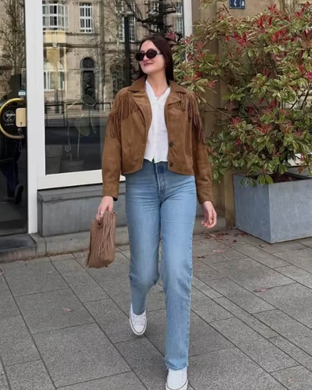 Chaqueta western Nicole de ante sintético con flecos