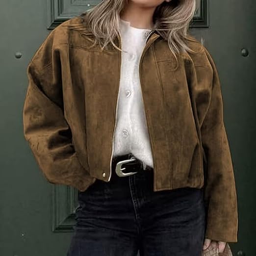 Nina Vintage chaqueta de ante sintético khaki