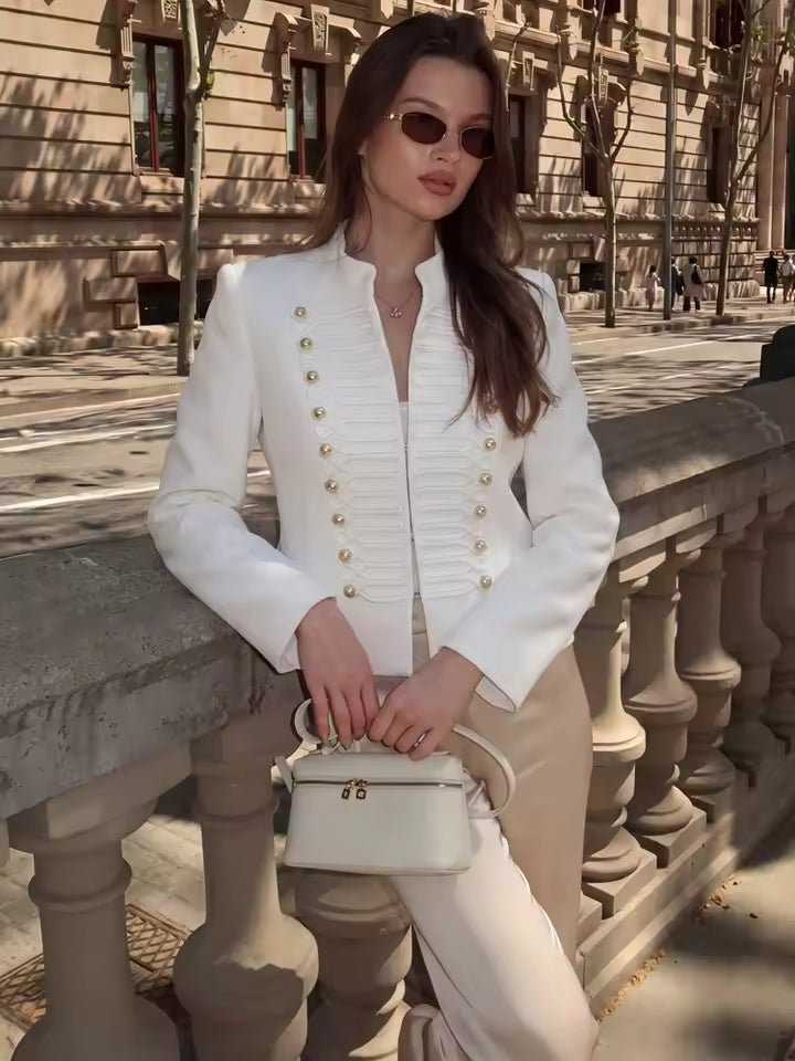 Nora chaqueta Napoleón militar de cuero sintético
