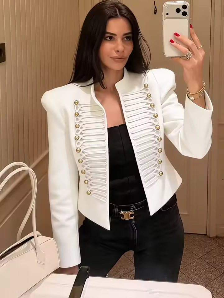 Nora chaqueta Napoleón militar de cuero sintético