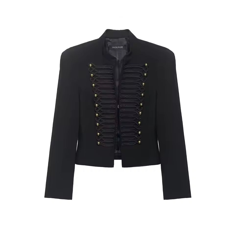 Nora chaqueta Napoleón militar de cuero sintético