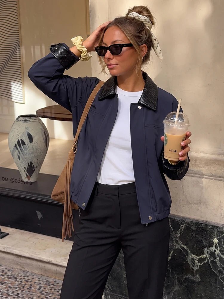 Olivia Cazadora Bomber con Cuello en Contraste