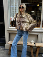 Rebecca chaqueta de pelo sintético con estampado de leopardo