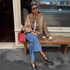 Rebecca chaqueta de pelo sintético con estampado de leopardo
