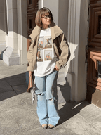 Valerie Trench Corto con Cuello Alto y Embudo