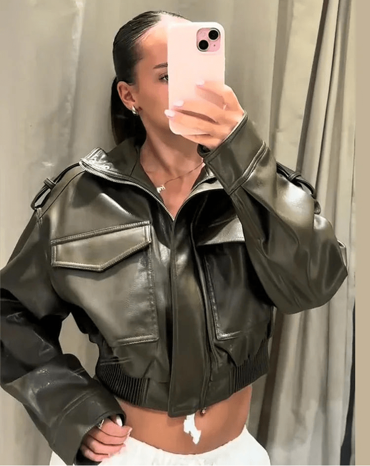 Chaqueta bomber de piel sintética Brianna