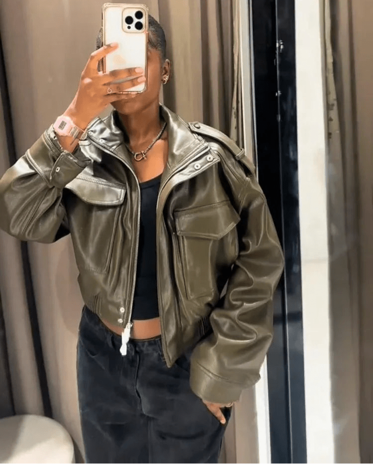 Chaqueta bomber de piel sintética Brianna