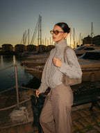Chaqueta Margot de cuadros con cuello funnel