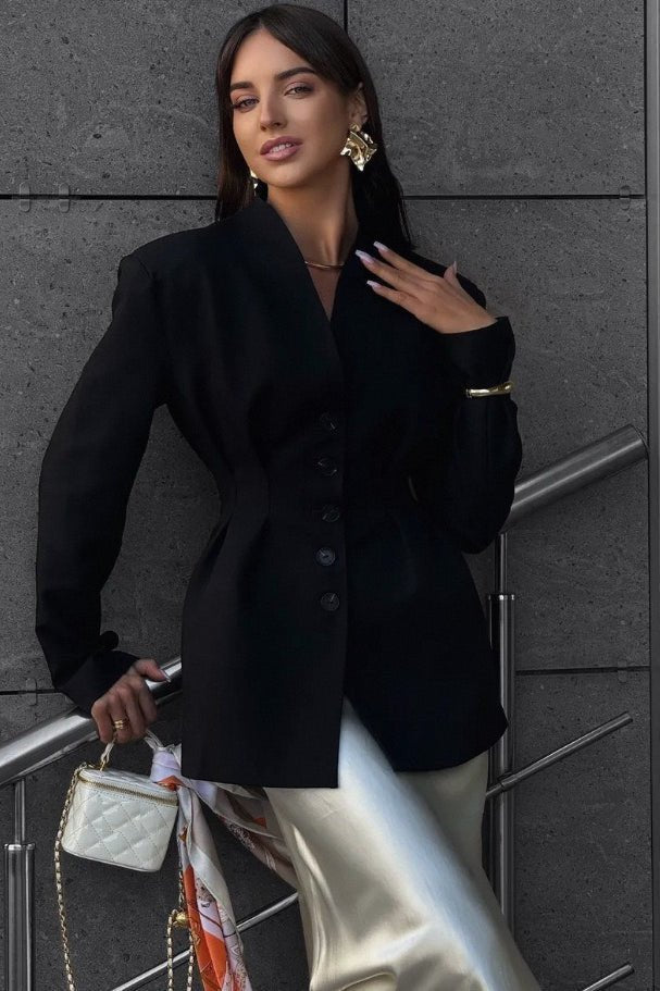Blazer Daniela Sin Cuello con Cintura Ajustada
