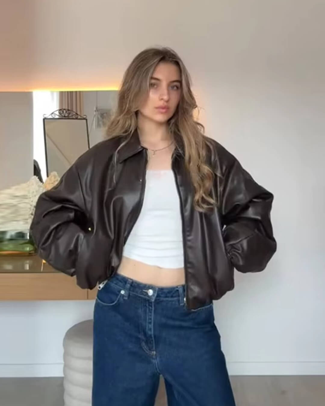 Chaqueta bomber de piel sintética Jenny