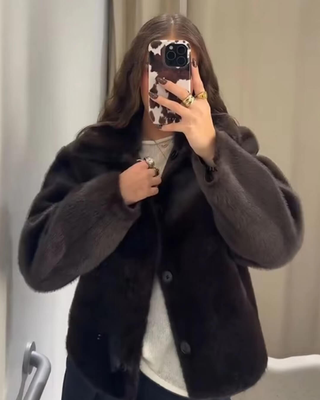 Chaqueta de cuero sintético reversible con piel sintética Joana