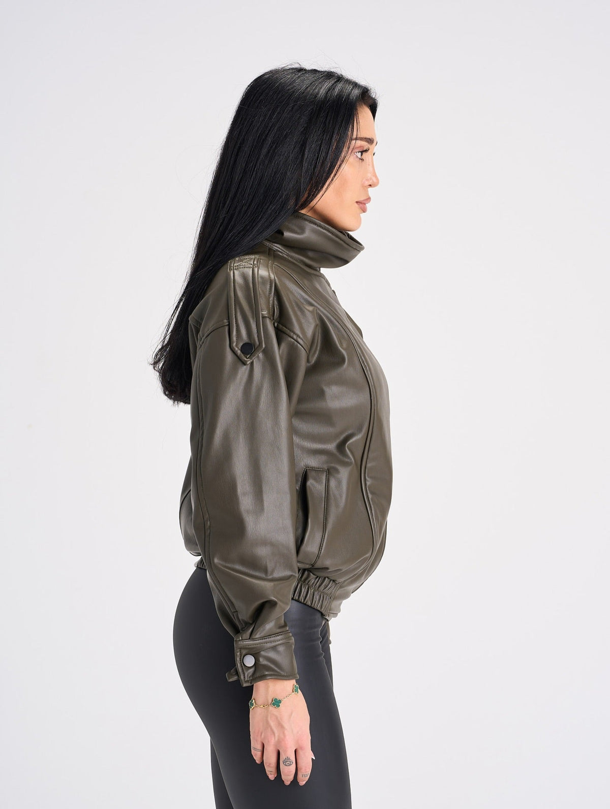 Chaqueta de Imitación Cuero con Cremallera Asimétrica Joyce