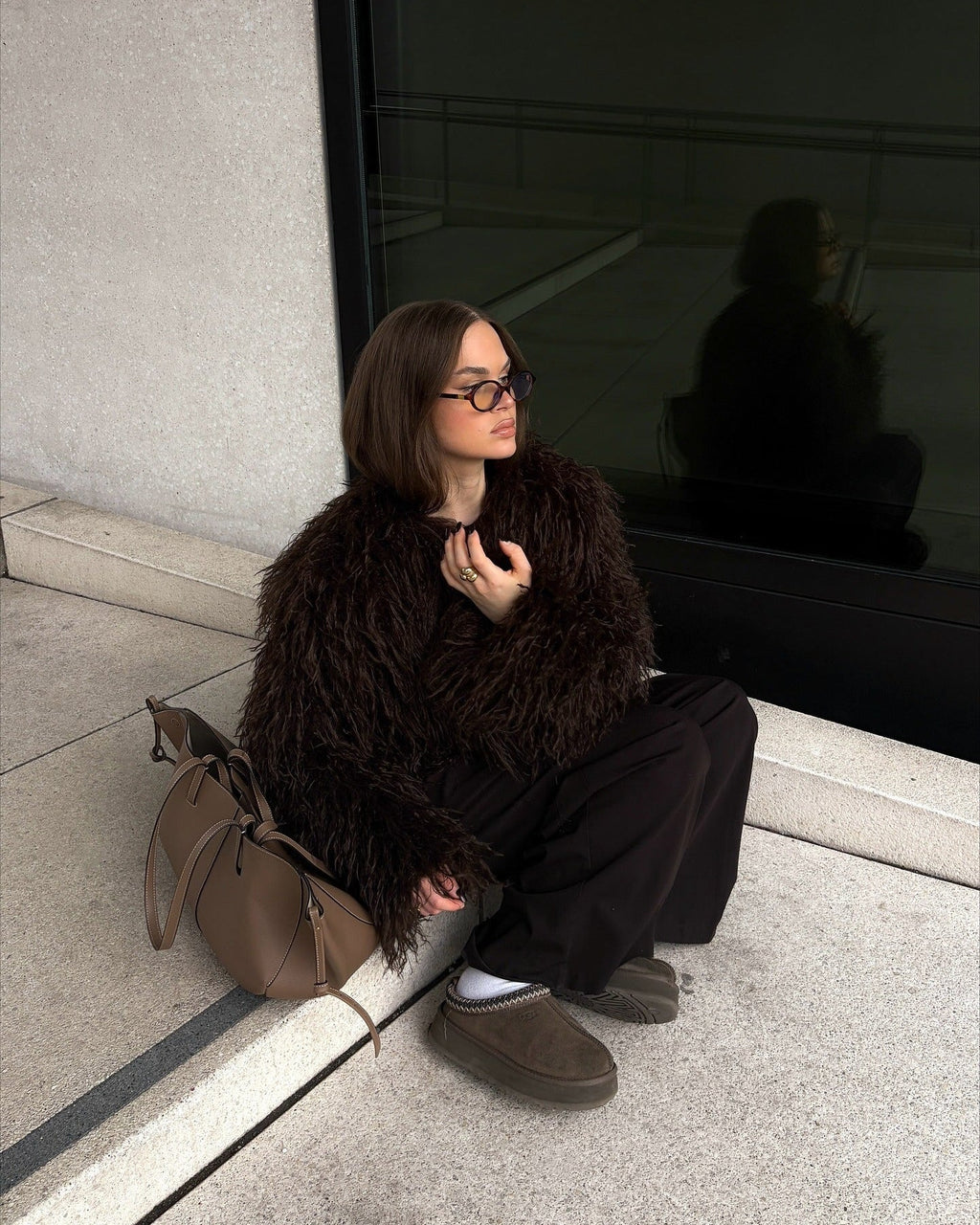 Liza Abrigo de Piel Sintética Fuzzy