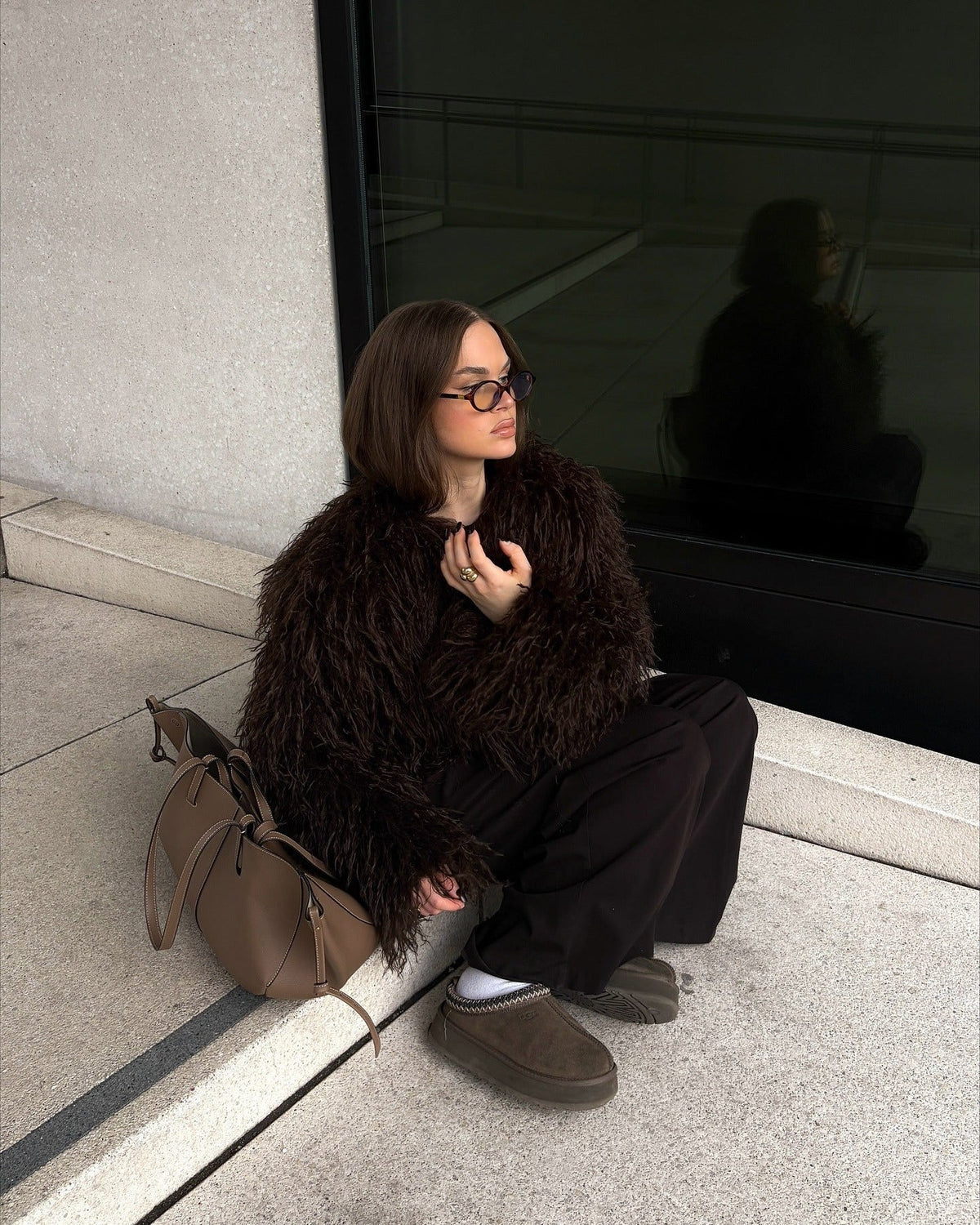 Liza Abrigo de Piel Sintética Fuzzy