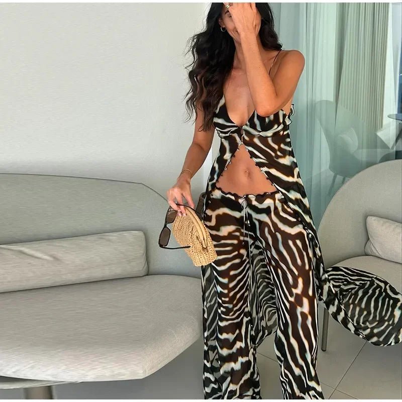 Bianca top túnica de cebra y conjunto de pantalón
