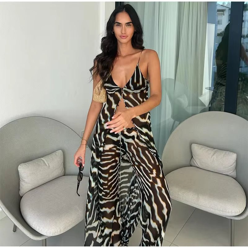 Bianca top túnica de cebra y conjunto de pantalón
